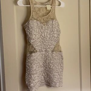 NWT Arden B ivory laced see-through mini dress